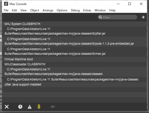 クラスパスが表示されたMax Consoleの画面
