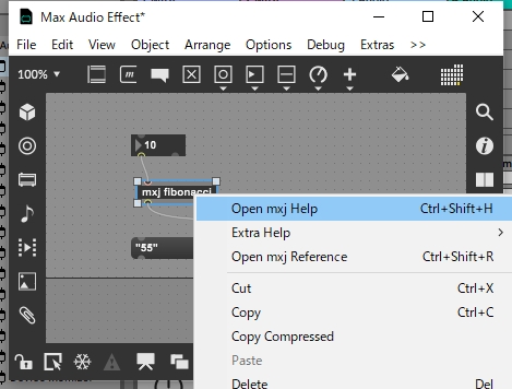 右クリックでmxjオブジェクトのヘルプを開く